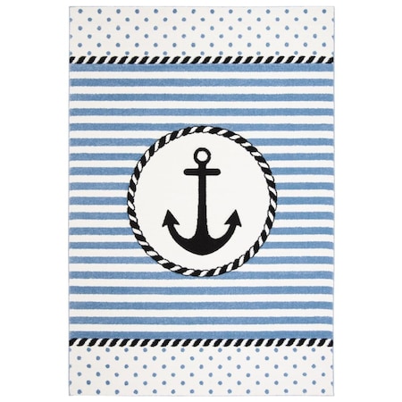 Safavieh 3 x 3 ft. Carousel Kids Youth Square Rug - Ivory & Navy CRK124A-3SQ